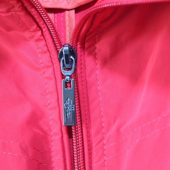 Cole Haan Back Bow Packable Hooded Raincoat Zip Red Rain Jacket Size XL H13198 - Picture 4 of 11